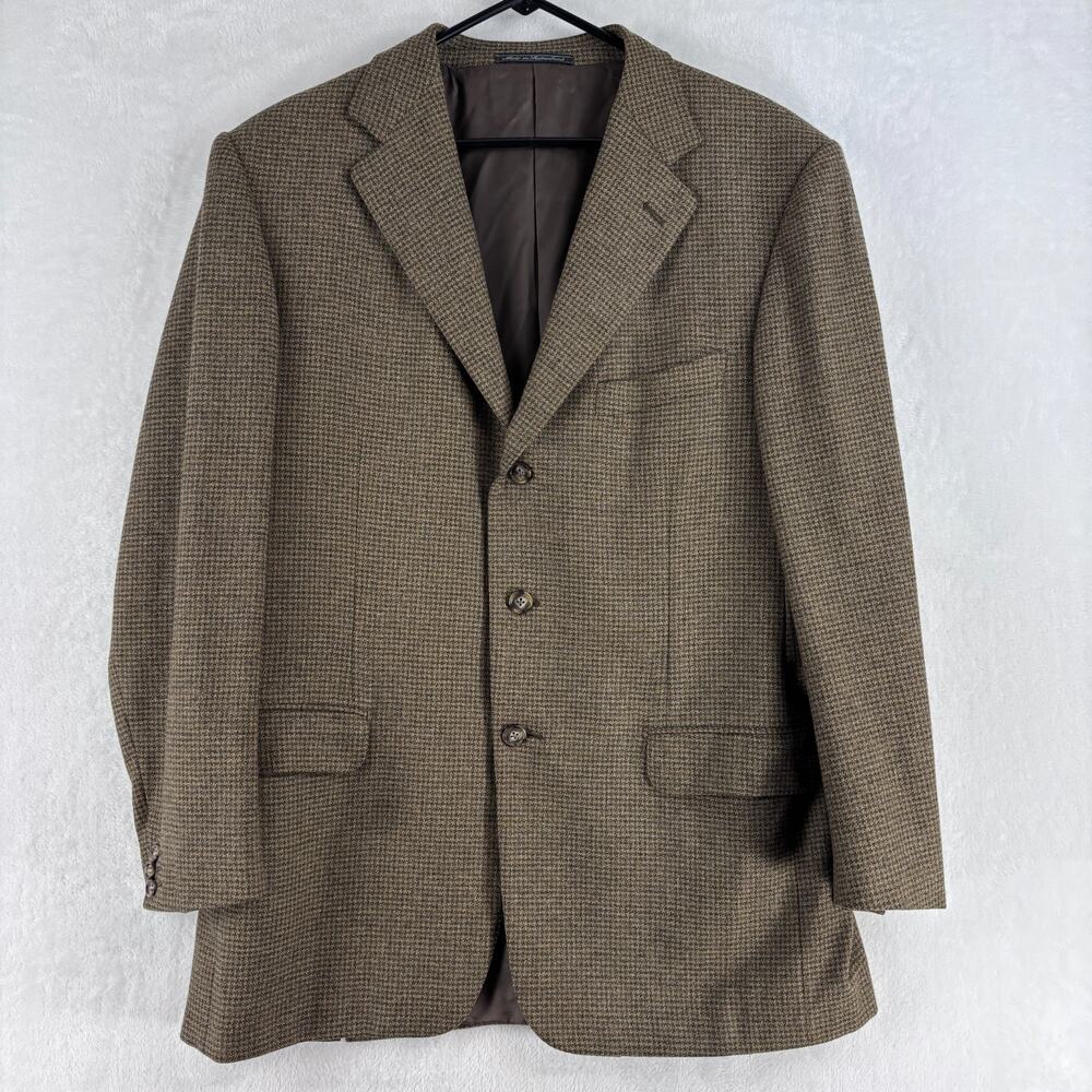 Ermenegildo Zegna Mens Wool Cashmere Silk Brown Sport Blazer Green US 44 Reg